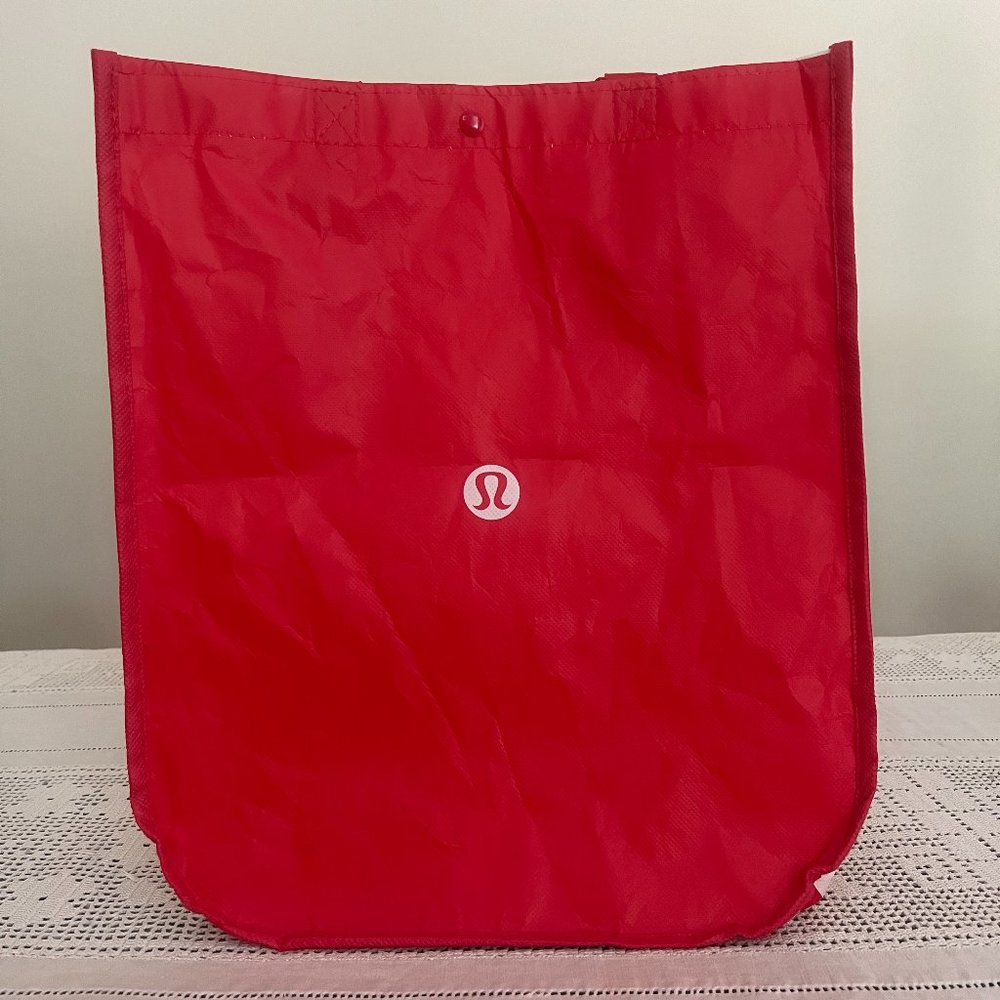 Lululemon red & white large reusable tote bag